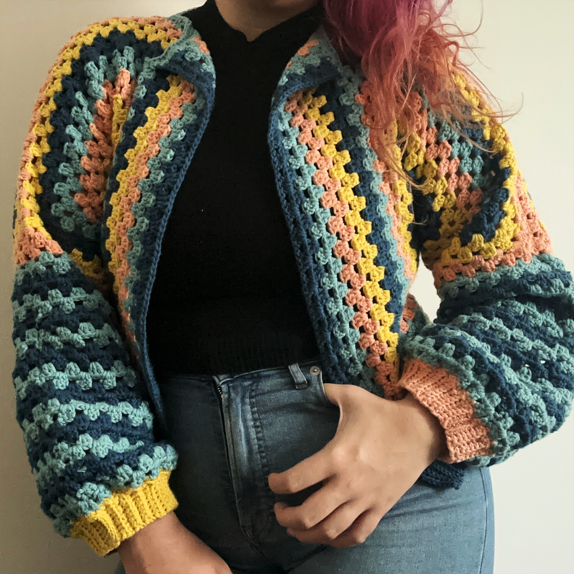Crochet hexagon cardigan