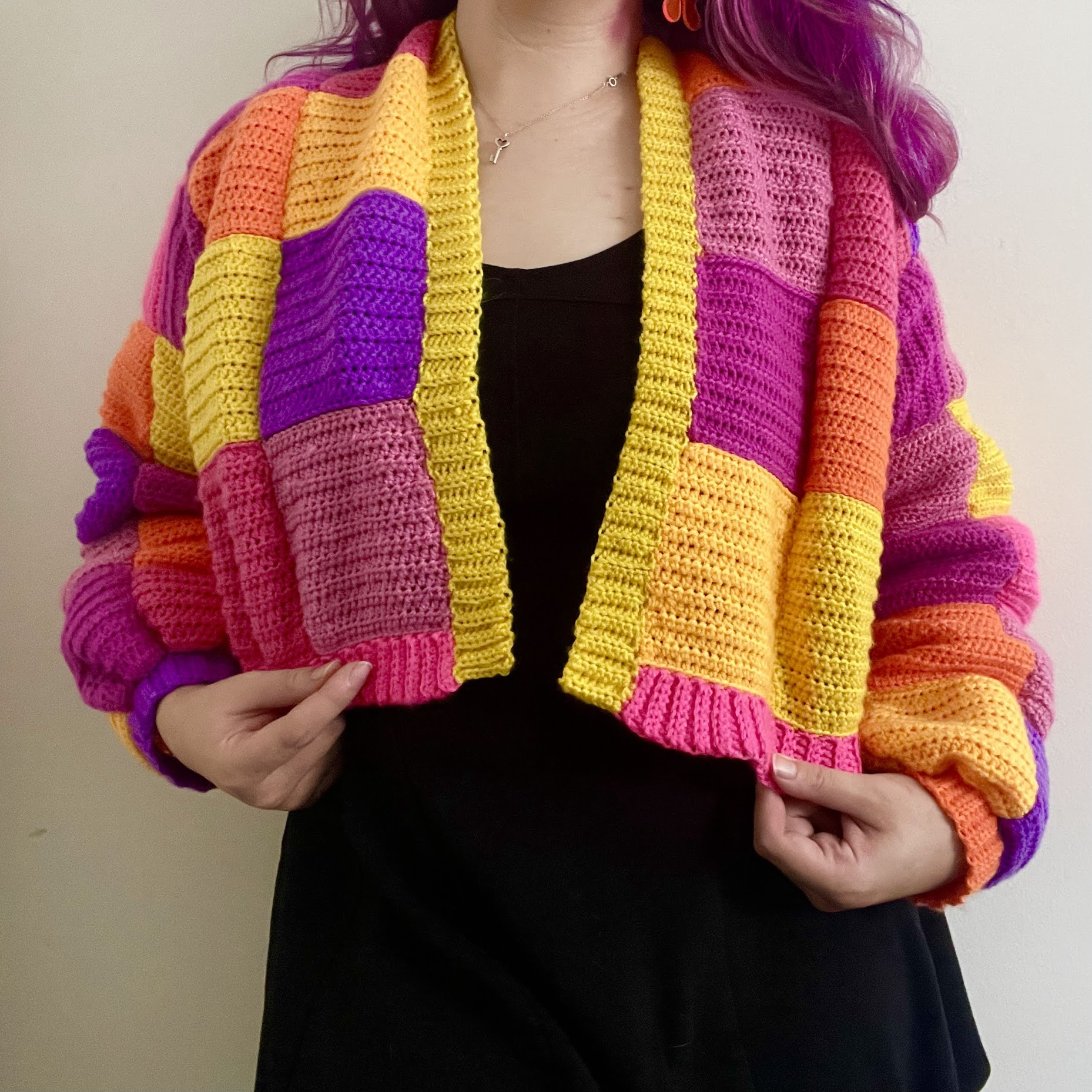 Crochet patchwork cardigan
